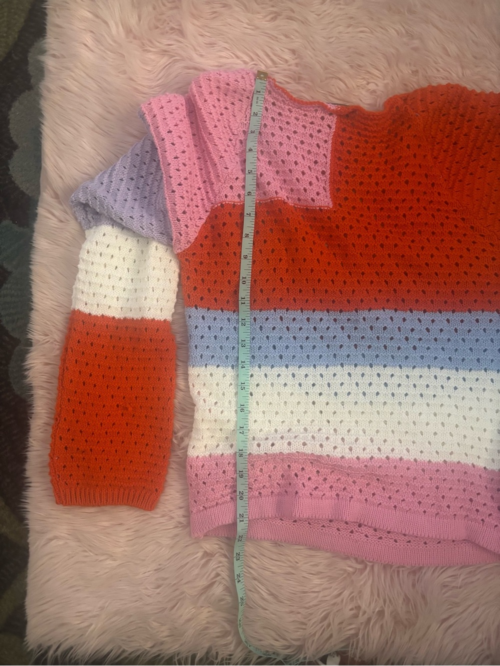Colorblock Open-Knit V-Neck Sweater — Multi-Color - Picture 5 of 9